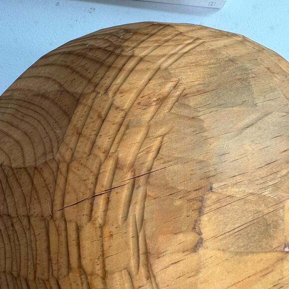 Vintage Primitive Folk Art Hand Carved Wood Serving Bowl 11" MCM - Picture 4 of 10